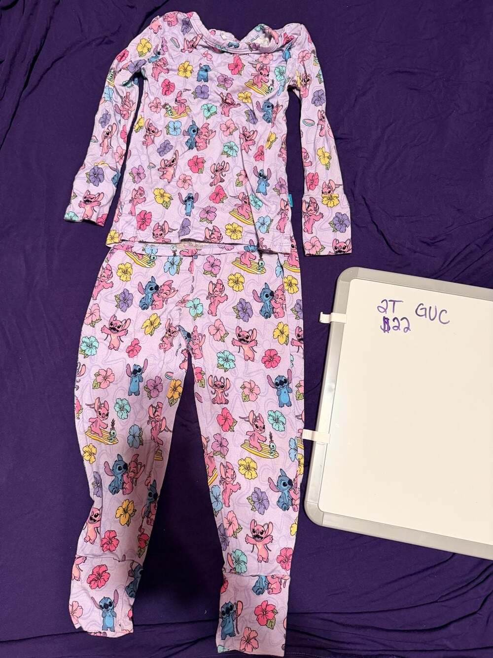 Posh Peanut Disney Stitch and Angel Floral Pajama Set Size 2T